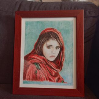 Afghane aux yeux verts d'après le photo de Steve McCurry