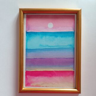 Aquarelle originale encadrée "Mer abstraite" taille A5